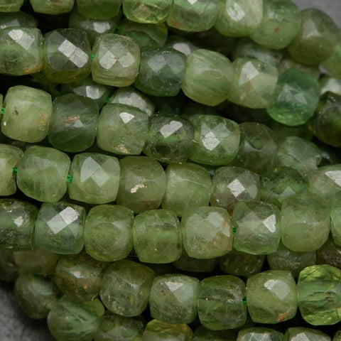 Green Apatite Cube Shape Beads