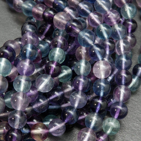 Purple and Green Multicolor Fluorite Beads
