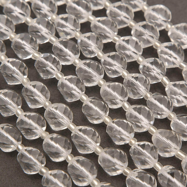 Clear Quartz · Faceted · Spiral Sphere · 8mm, 10mm, Tejas Beads, Beads