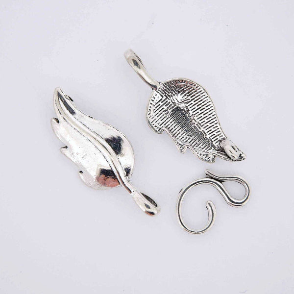 Silver plated jewelry leaf clasp.
