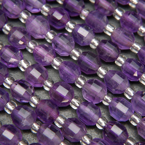 Faceted prism shape beads.