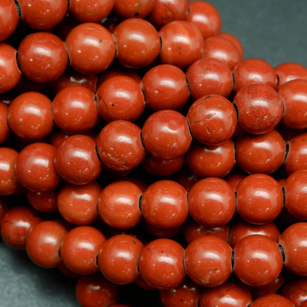 Red Jasper A · Smooth · Round · 6mm, 8mm, 10mm · Large Hole · 1/2 Strand, Bead, Tejas Beads