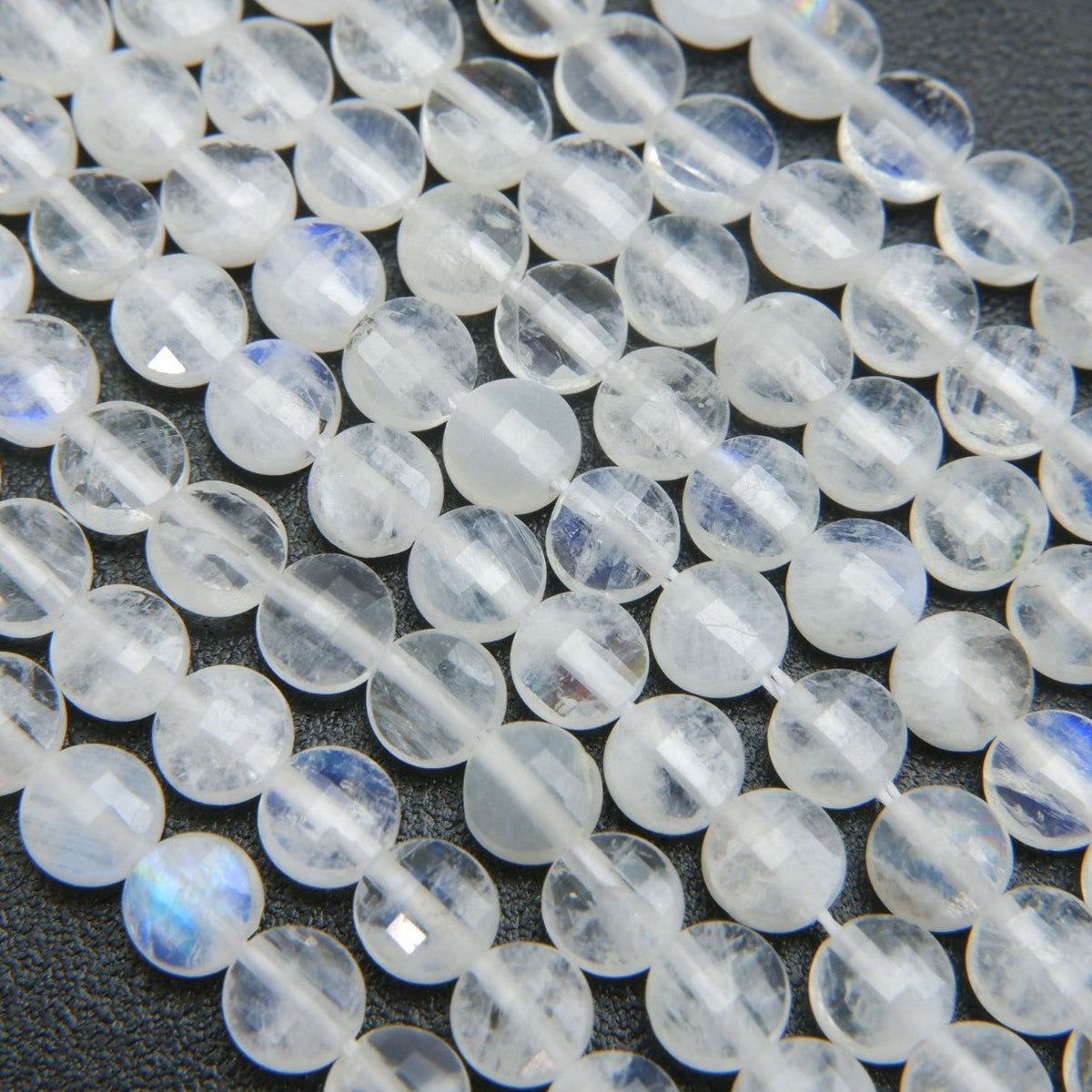 Grey Moonstone A · Faceted · Round · 6mm, 8mm