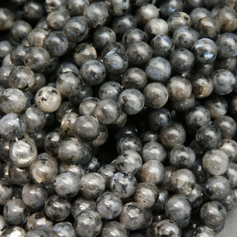 Gray beads for jewelry making. Larvikite loose beads.
