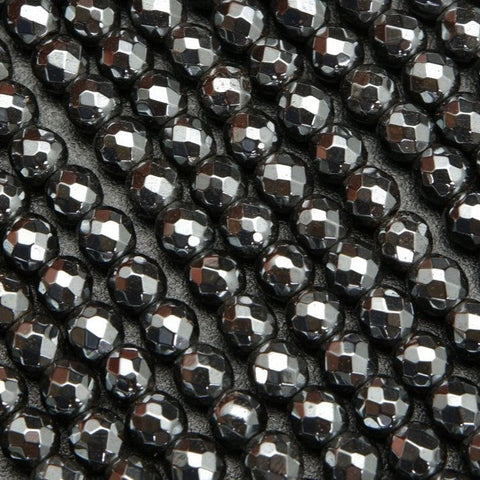 Faceted Silver Hematite Beads.