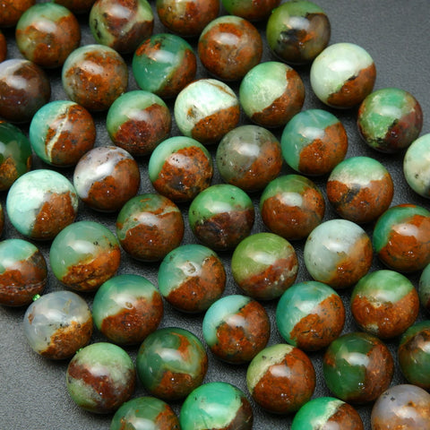 Green And Brown Australian Chrysoprase Beads.