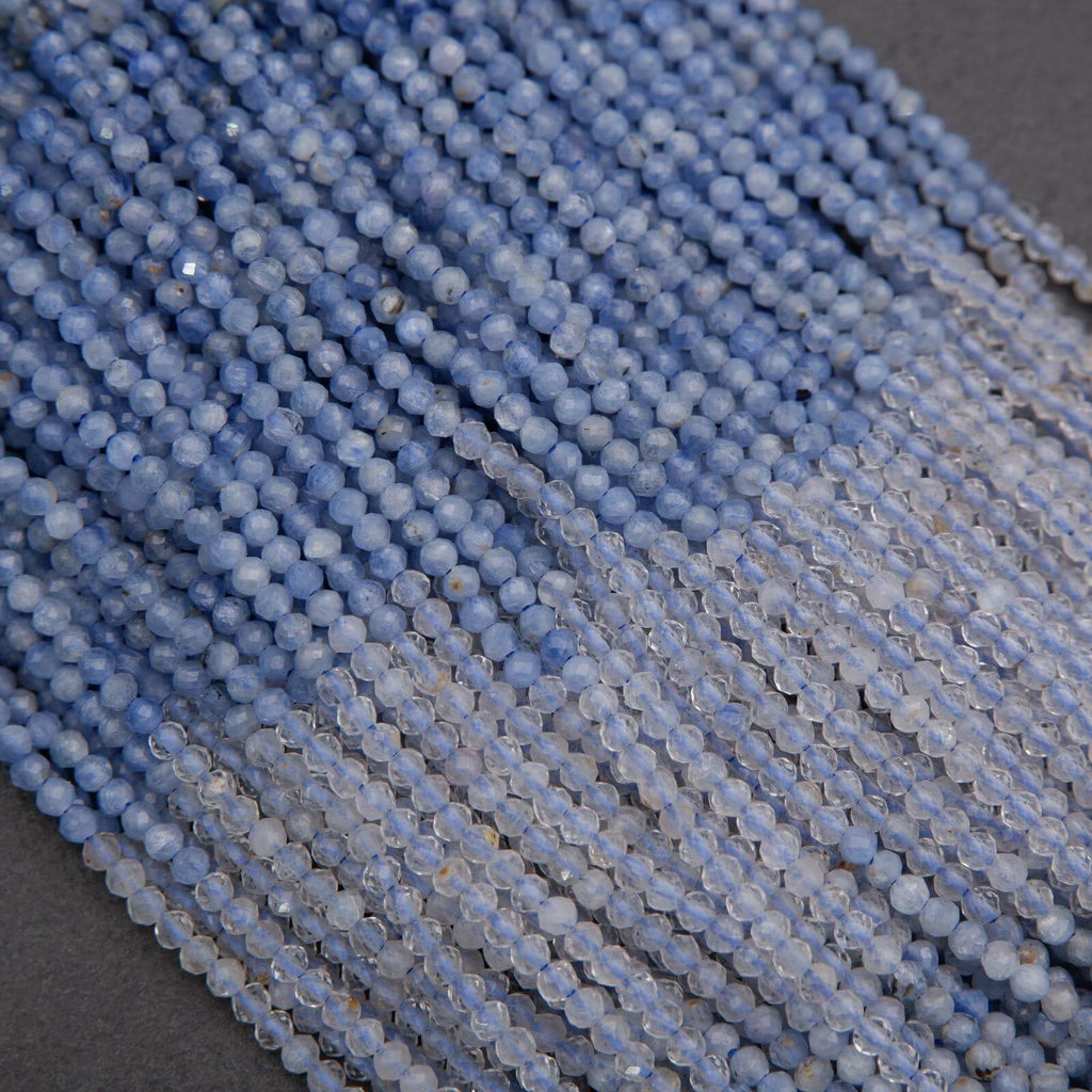 Close-up of blue beads on a dark background