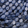 Close-up of blue oval beads