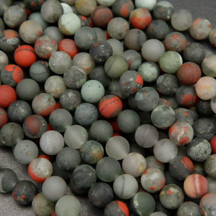 African bloodstone beads in matte finish.
