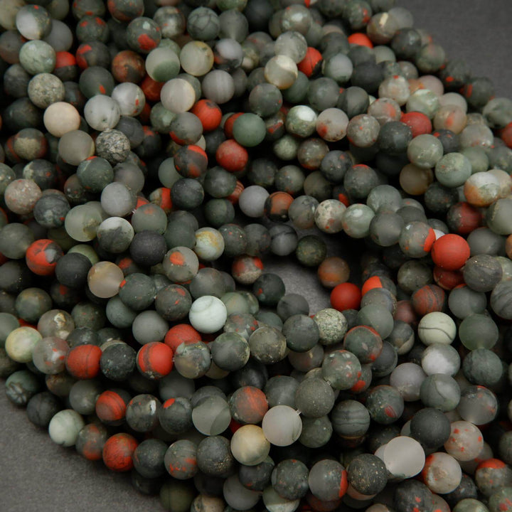 African bloodstone beads in matte finish.