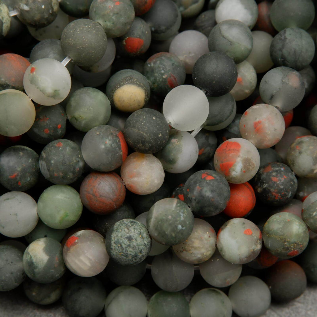 African bloodstone beads in matte finish.