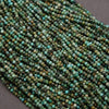 Close-up of green and brown bead string on a gray background
