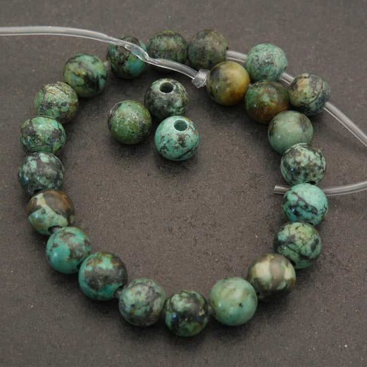 African Turquoise · Smooth · Round · 6mm, 8mm, 10mm · Large Hole · 1/2 Strand **CLEARANCE**, Tejas Beads, Beads