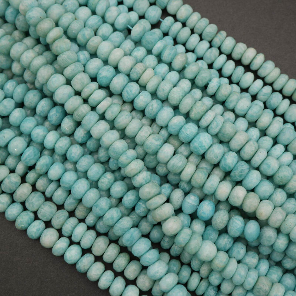 Close-up of turquoise beads on a dark background