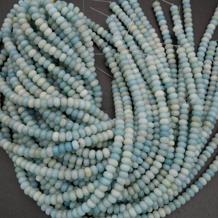Pastel blue rondelle shape amazonite beads.