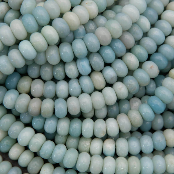 Pastel blue rondelle shape amazonite beads.