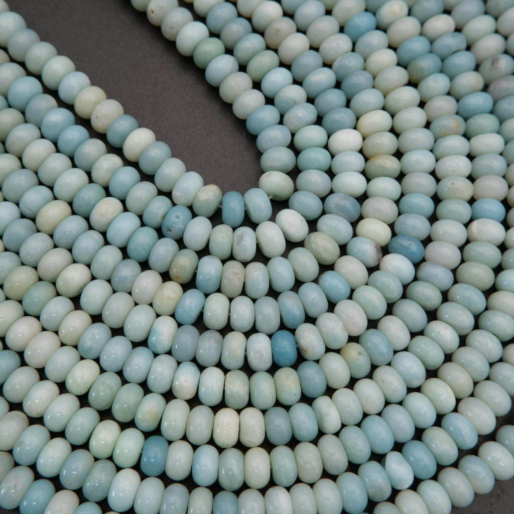 Pastel blue rondelle shape amazonite beads.