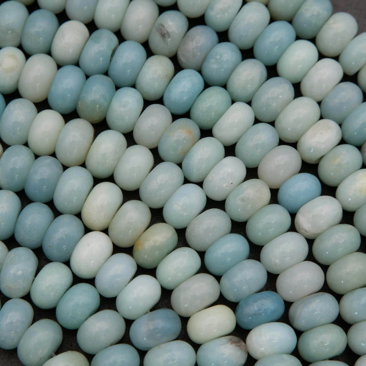 Pastel blue rondelle shape amazonite beads.
