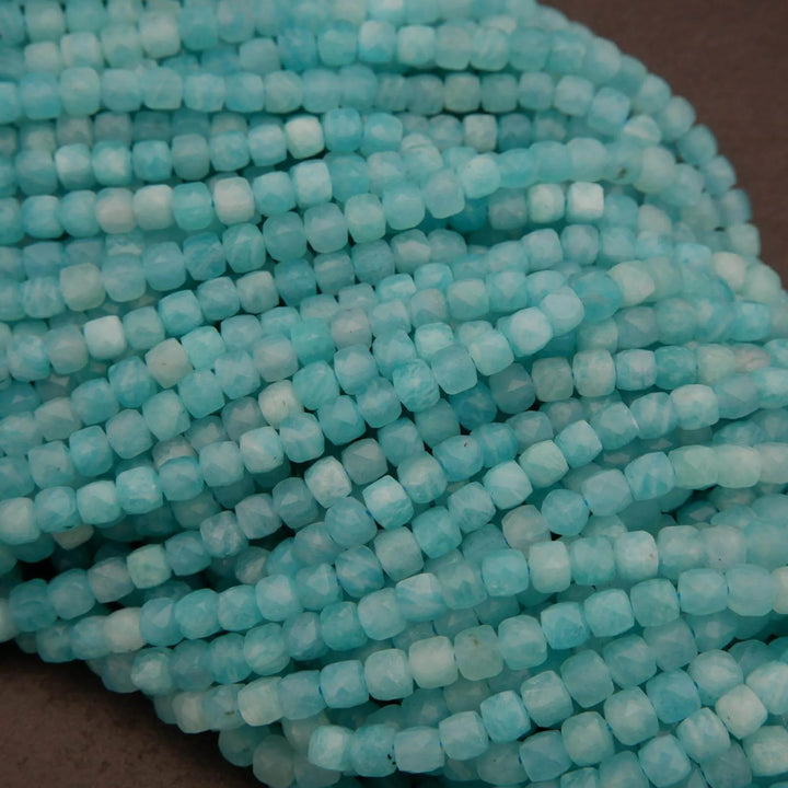Peruvian Amazonite · Microfaceted · Cube · 4mm, Tejas Beads, Beads