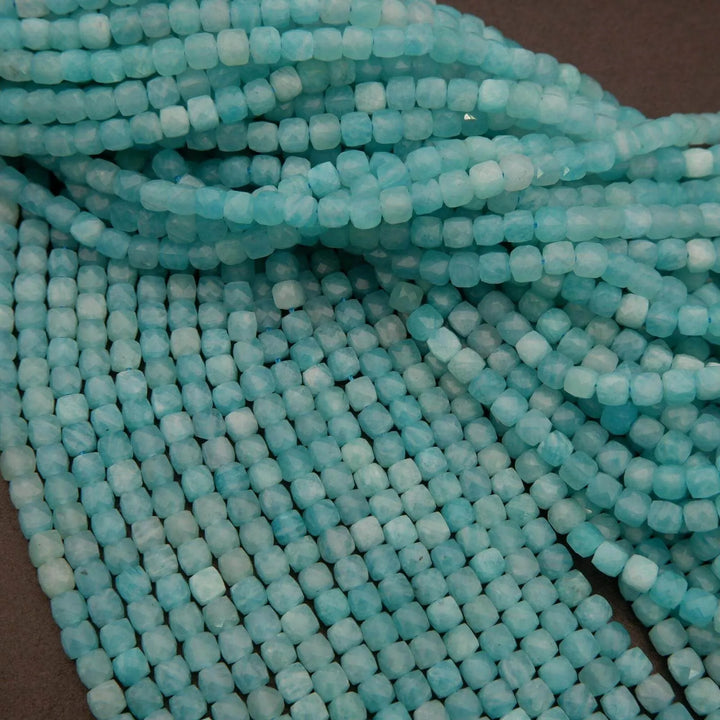 Peruvian Amazonite · Microfaceted · Cube · 4mm, Tejas Beads, Beads
