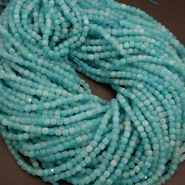 Peruvian Amazonite · Microfaceted · Cube · 4mm, Tejas Beads, Beads