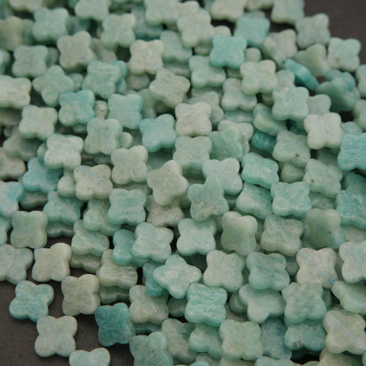 Blue clover shaped beads.