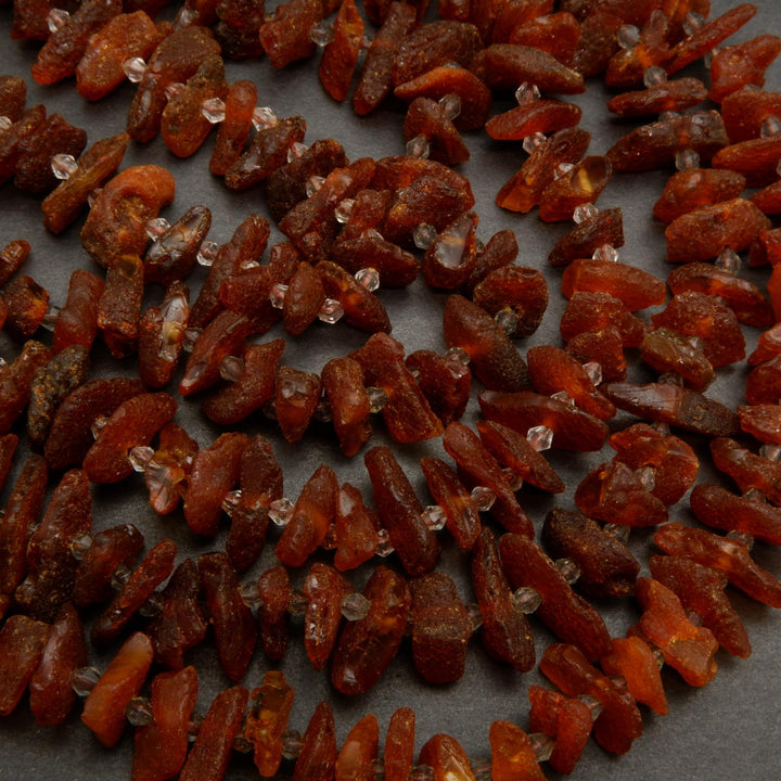 Dark rough amber beads.