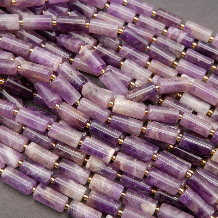 Amethyst · Smooth · Cylinder Tube · 6mm, 8mm, Tejas Beads, Beads