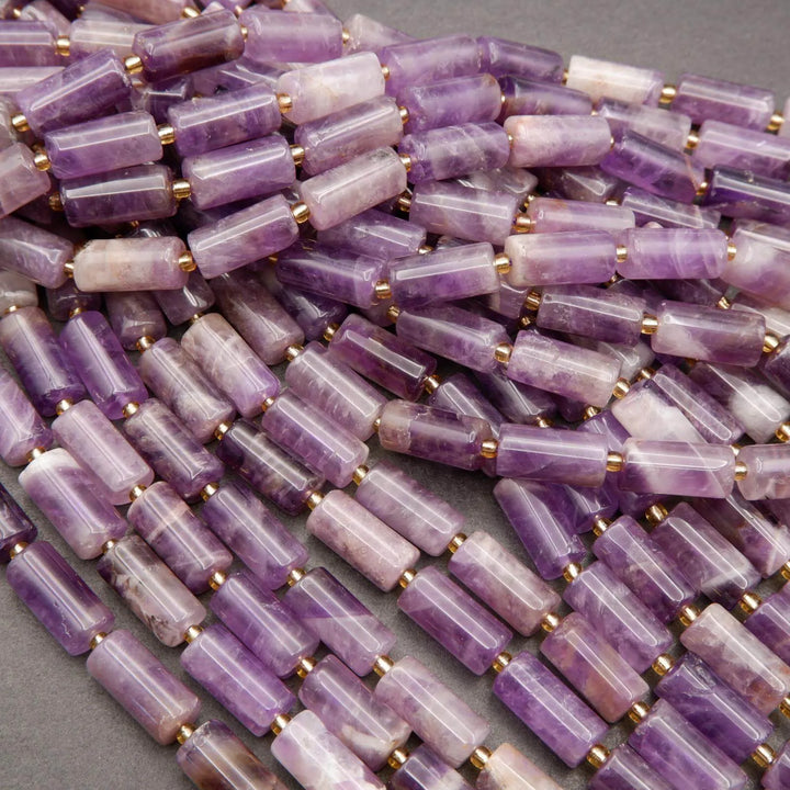 Amethyst · Smooth · Cylinder Tube · 6mm, 8mm, Tejas Beads, Beads