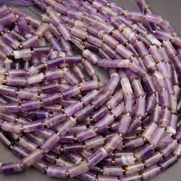 Amethyst · Smooth · Cylinder Tube · 6mm, 8mm, Tejas Beads, Beads