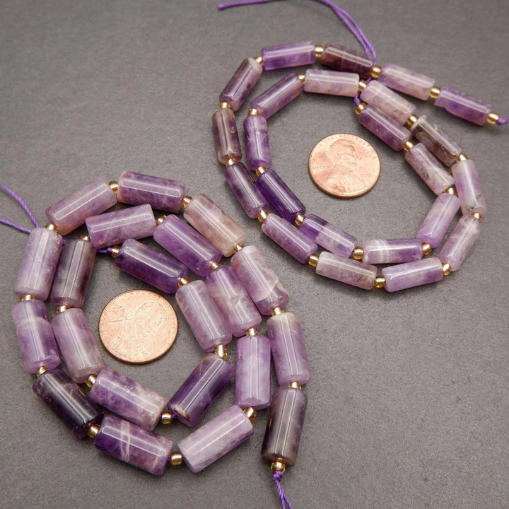 Amethyst · Smooth · Cylinder Tube · 6mm, 8mm, Tejas Beads, Beads