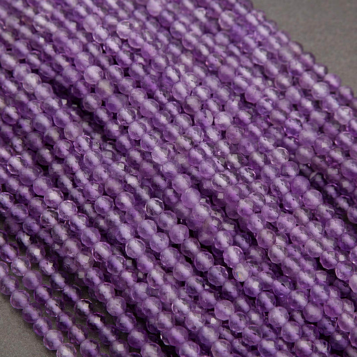Amethyst · Microfaceted · Round · 2mm, 3mm, 4mm, Tejas Beads, Beads