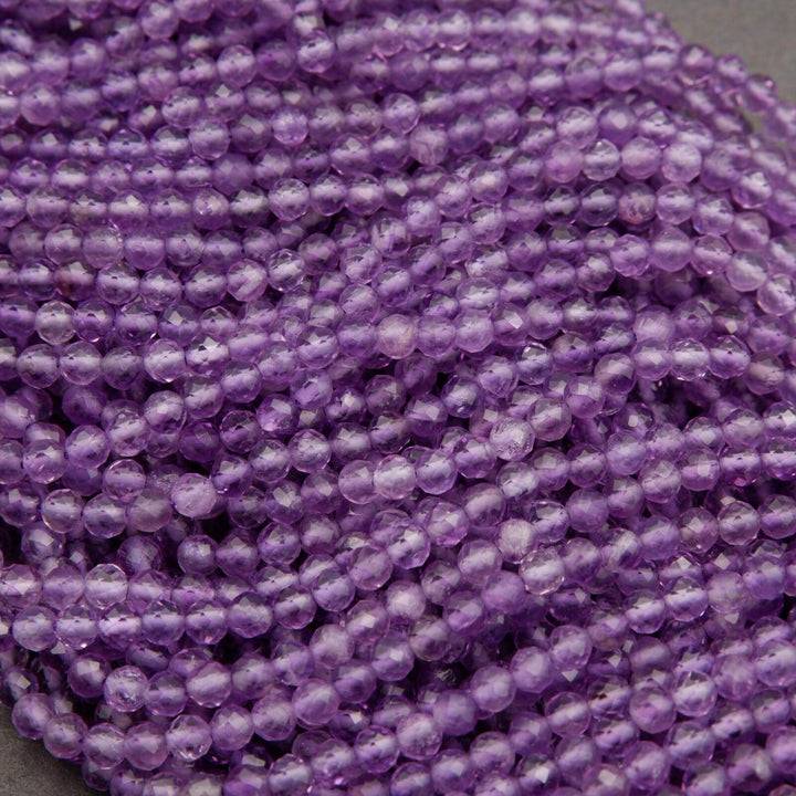 Amethyst · Microfaceted · Round · 2mm, 3mm, 4mm, Tejas Beads, Beads