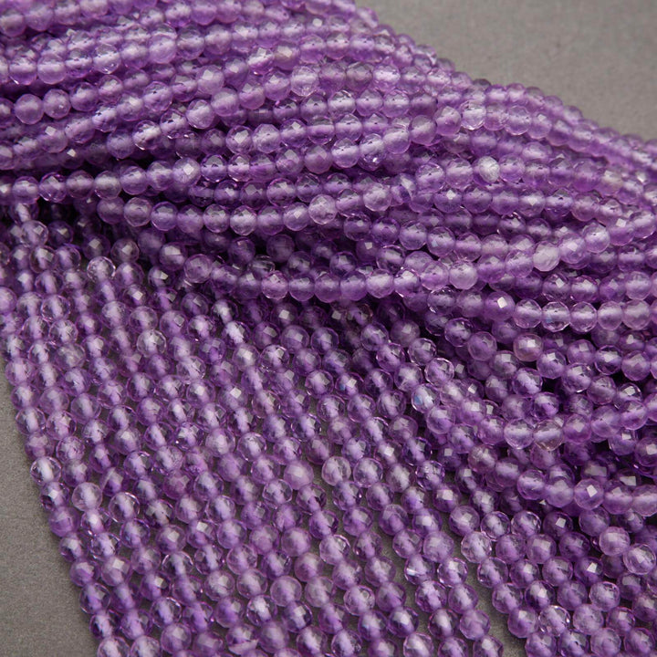 Amethyst · Microfaceted · Round · 2mm, 3mm, 4mm, Tejas Beads, Beads