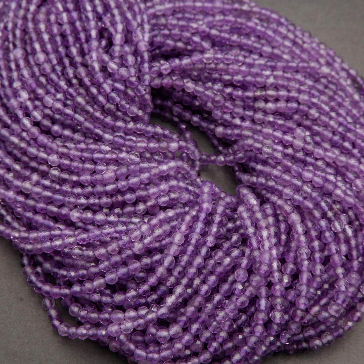 Amethyst · Microfaceted · Round · 2mm, 3mm, 4mm, Tejas Beads, Beads