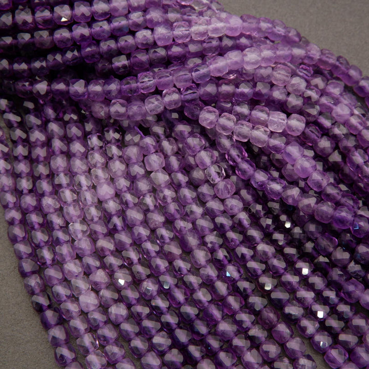 Amethyst A · Ombre · Microfaceted · Cube · 4mm, Tejas Beads, Beads