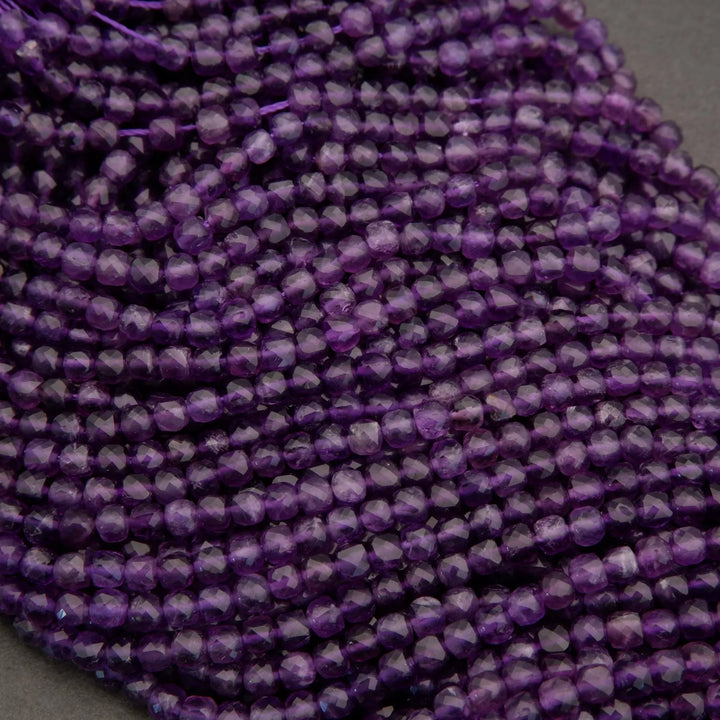Amethyst · Microfaceted · Cube · 4mm, Tejas Beads, Beads