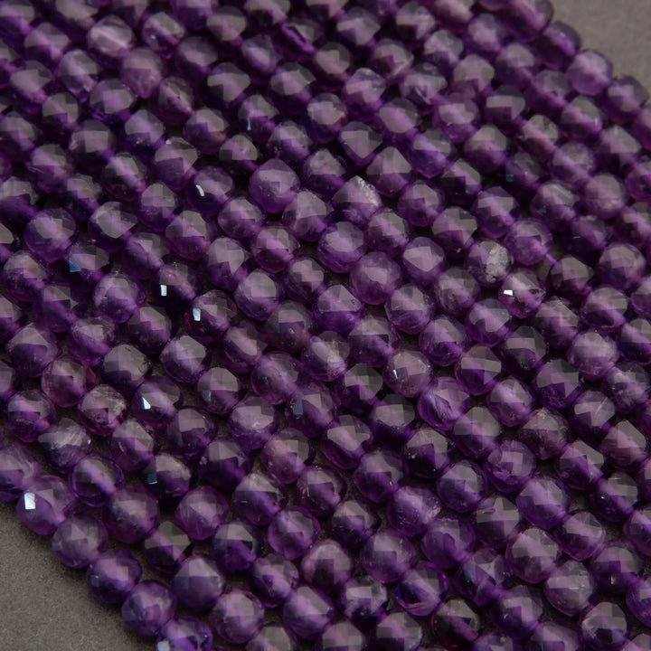 Amethyst · Microfaceted · Cube · 4mm, Tejas Beads, Beads