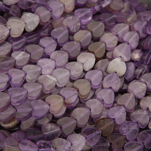Close-up of purple heart-shaped beads.