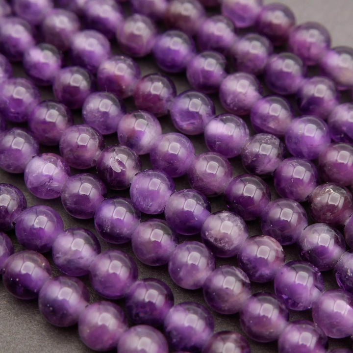 Amethyst · Smooth · Round · 6mm, 8mm, 10mm · Large Hole · 1/2 Strand, Tejas Beads, Beads