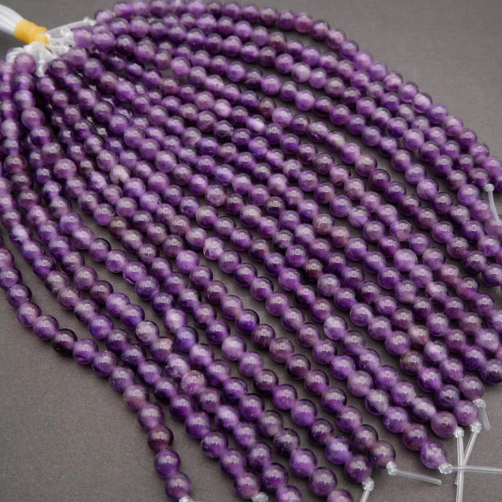 Amethyst · Smooth · Round · 6mm, 8mm, 10mm · Large Hole · 1/2 Strand, Tejas Beads, Beads