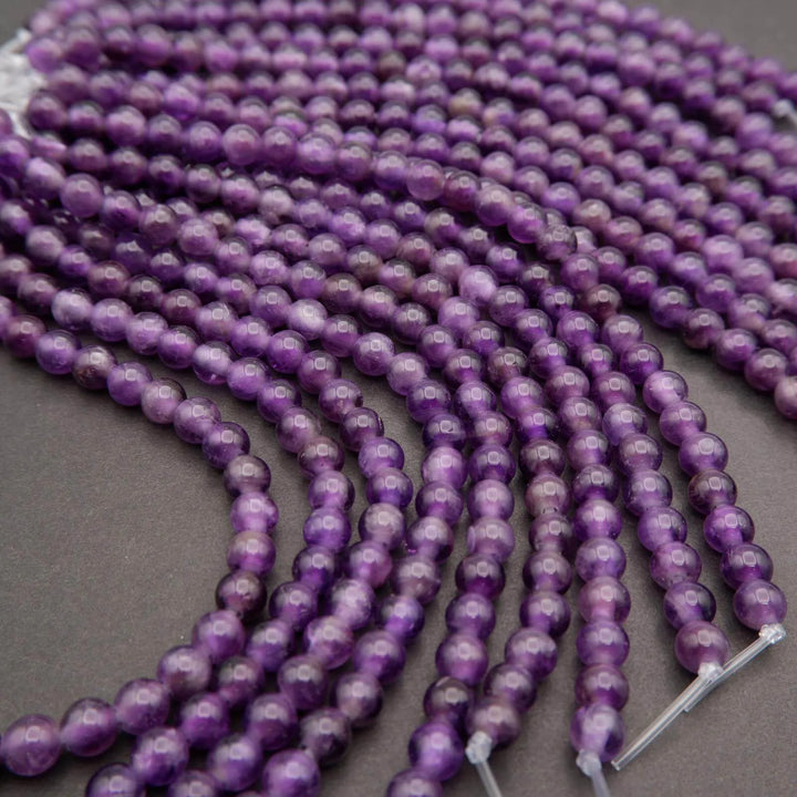 Amethyst · Smooth · Round · 6mm, 8mm, 10mm · Large Hole · 1/2 Strand, Tejas Beads, Beads