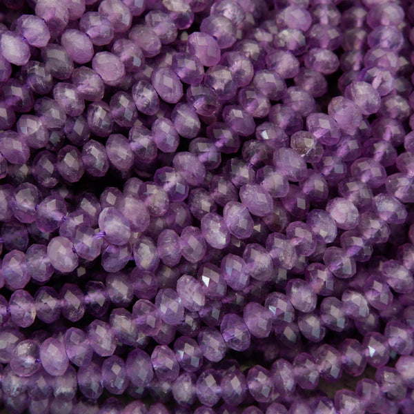Close-up of purple faceted beads