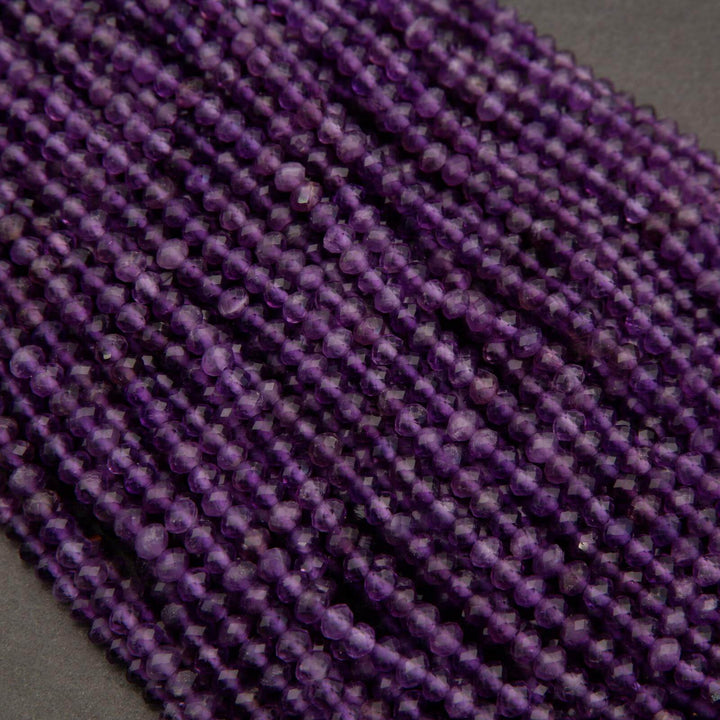 Amethyst A · Microfaceted · Rondelle · 3x4mm, Tejas Beads, Beads