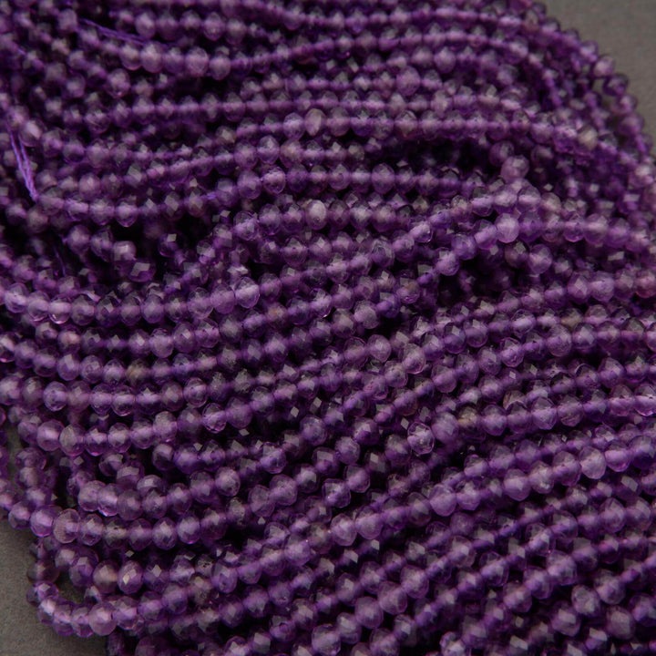 Amethyst A · Microfaceted · Rondelle · 3x4mm, Tejas Beads, Beads