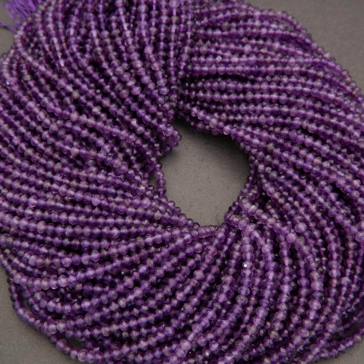 Amethyst A · Microfaceted · Rondelle · 3x4mm, Tejas Beads, Beads