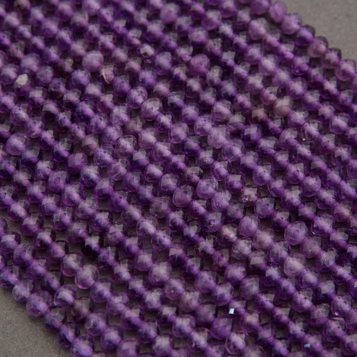 Amethyst A · Microfaceted · Rondelle · 3x4mm, Tejas Beads, Beads