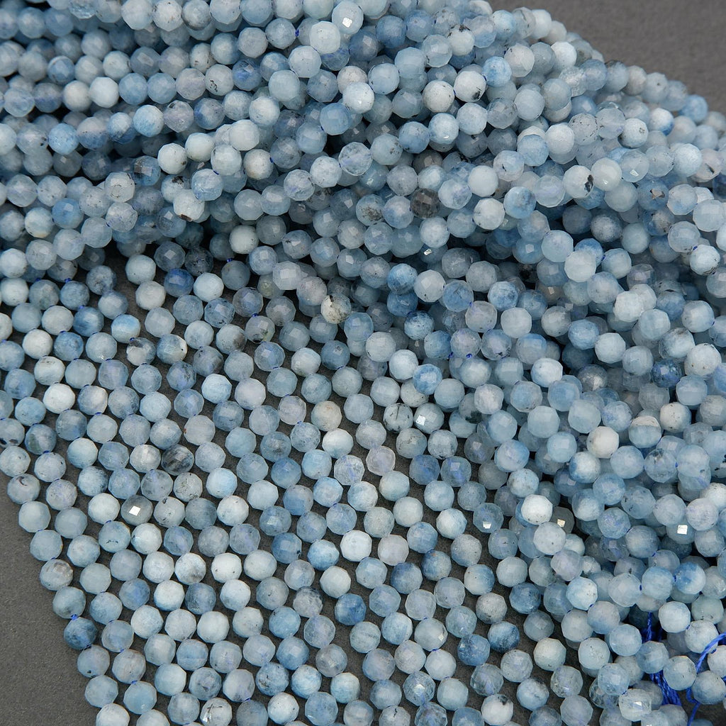 Light blue aquamarine beads with subtle faceting
