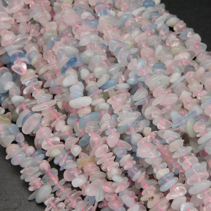 Aquamarine and Rose Quartz Beads.