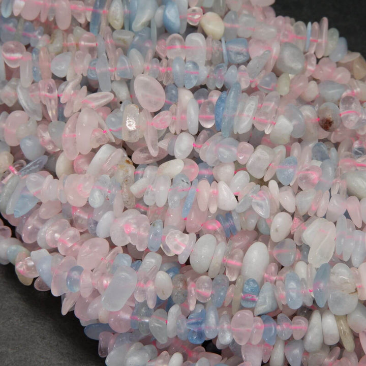 Aquamarine and Rose Quartz Beads.